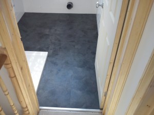 Here we laid Karndean Knight Tile Onxy Slate Tile in a Shower Room.